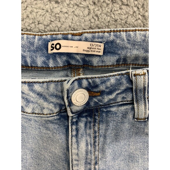 SO GOODS FOR LIFE 13/31W Highest Rise Baggy Dad Jeans Distressed Destroyed Crop - Picture 2 of 12